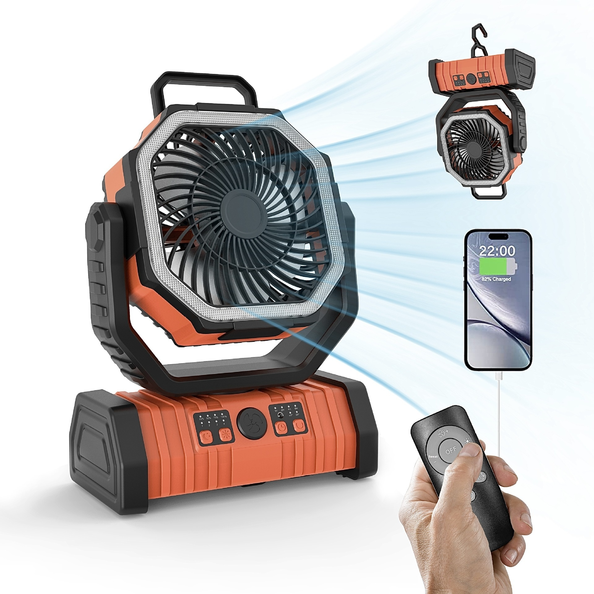 Camping Fan with Power Bank & LED Light