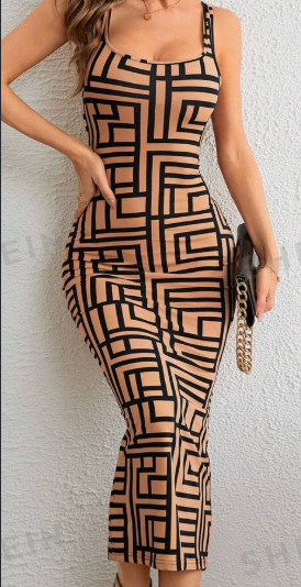 Nadia Geo Print Tank Bodycon Dress