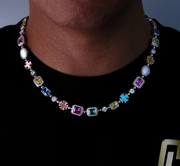 Gold-Plated Gemstone Pendant Necklace