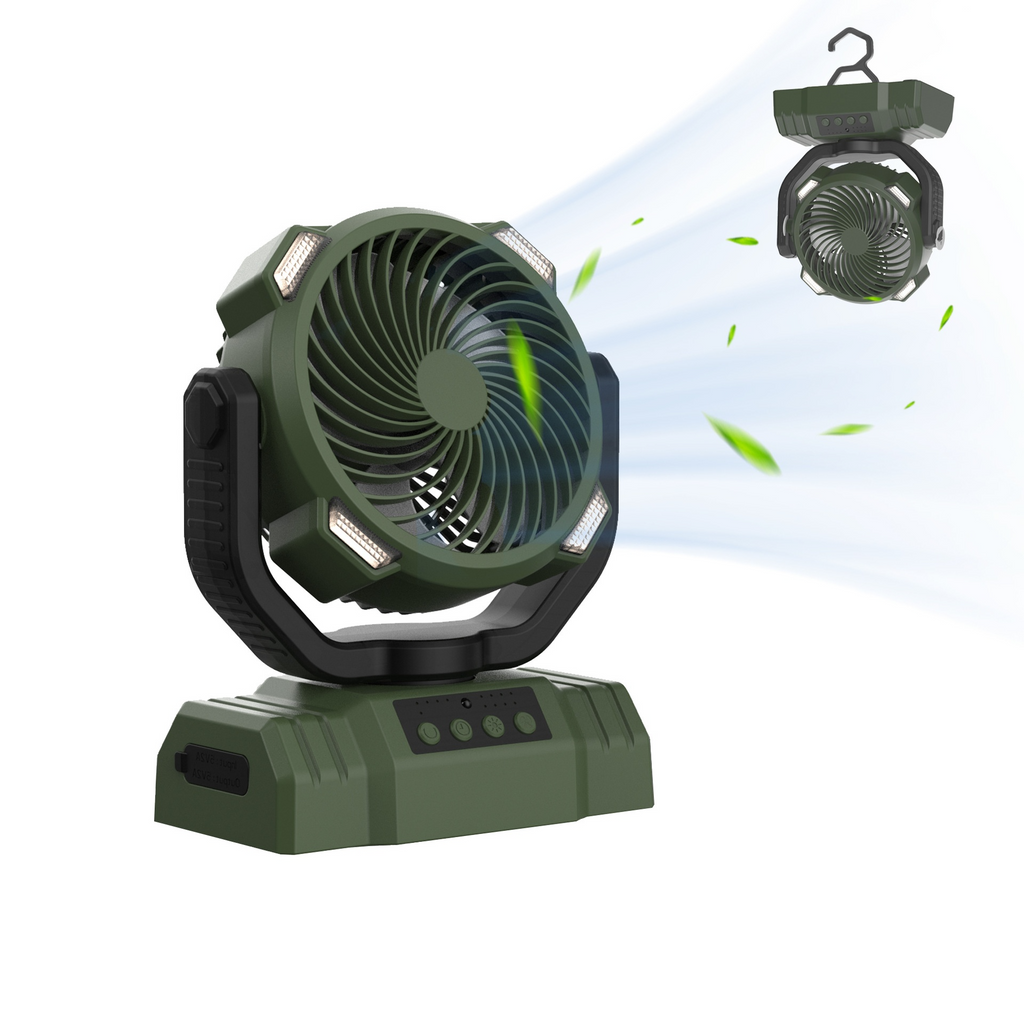 Camping Fan with Power Bank & LED Light