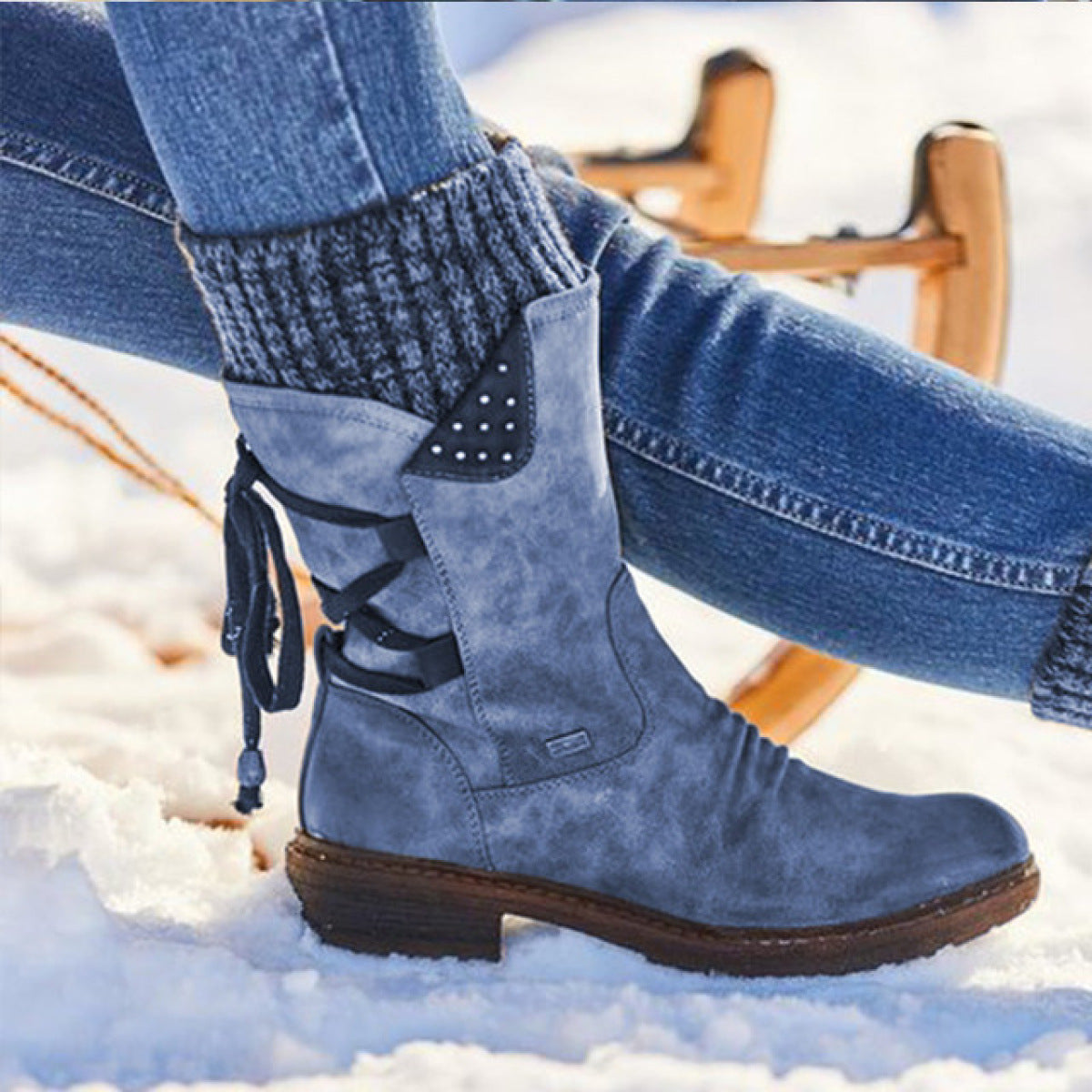 Rhinestone Martin Mid-Calf Snow Boots detail