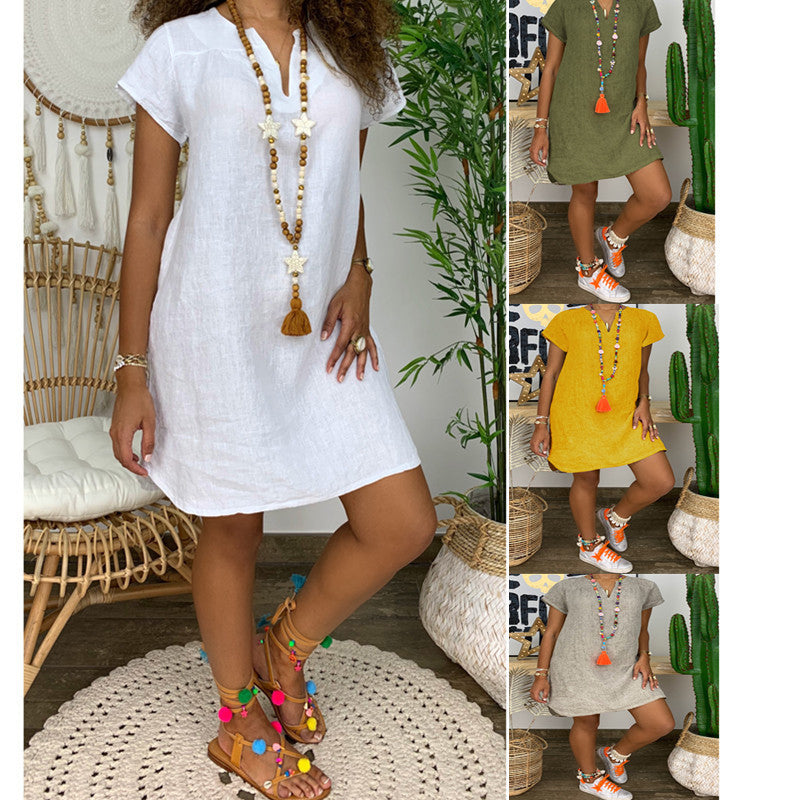 Solstice Solid V-Neck Beach Sundress