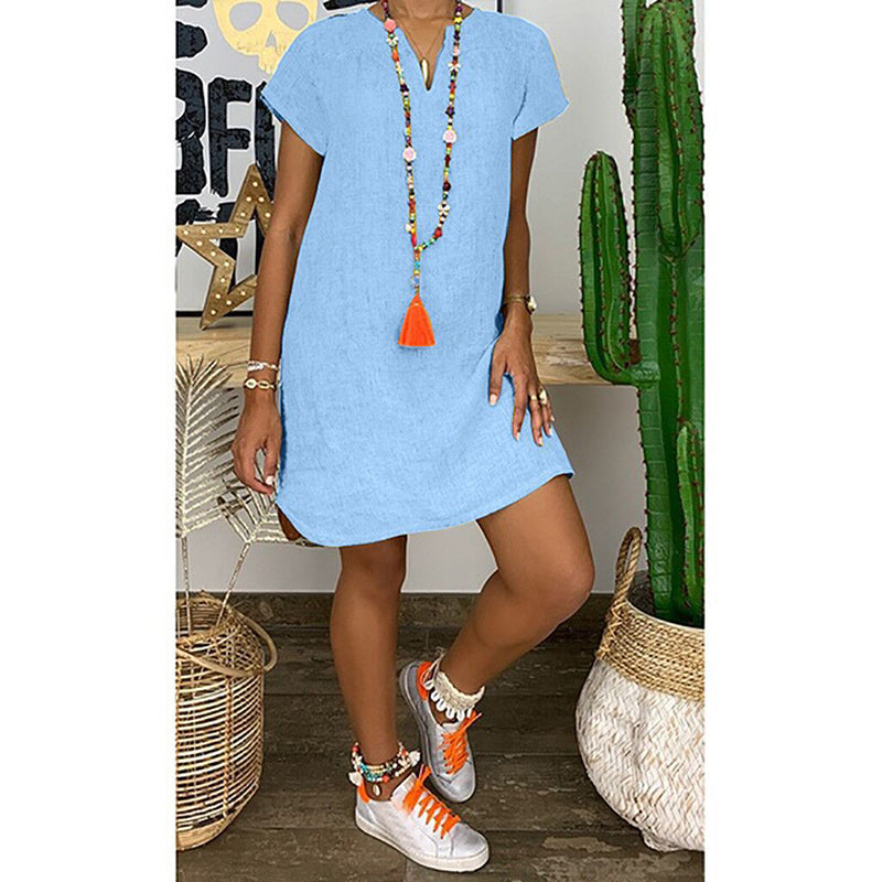 Solstice Solid V-Neck Beach Sundress detail