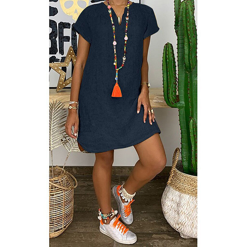 Solstice Solid V-Neck Beach Sundress detail