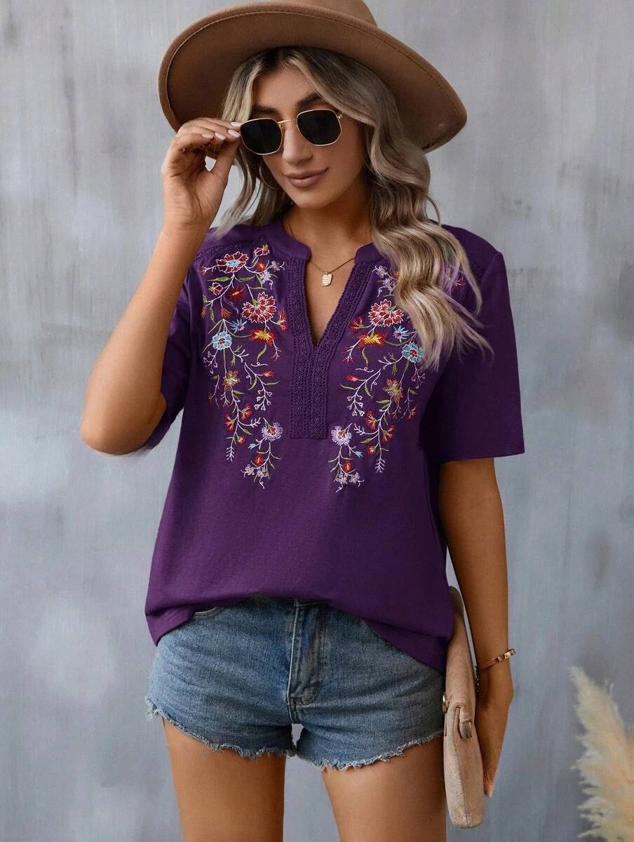 Wilhelmina Floral Embroidered Blouse detail