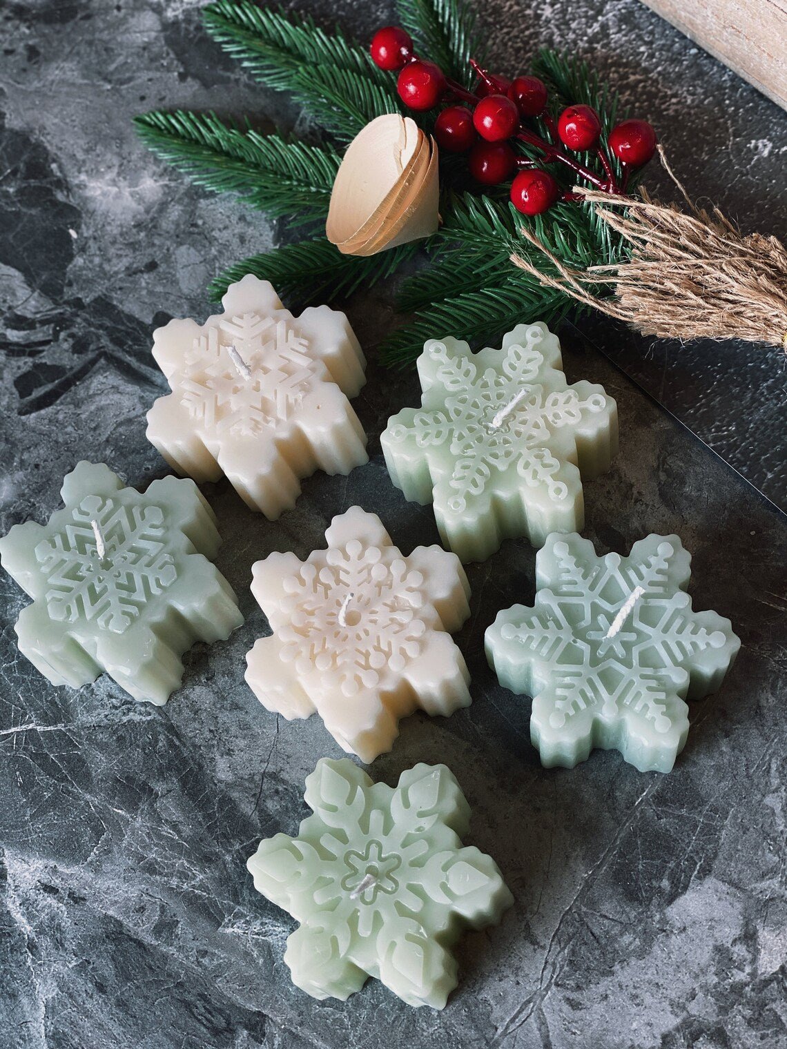 Snowflakes Handmade Soy Wax Christmas Candle