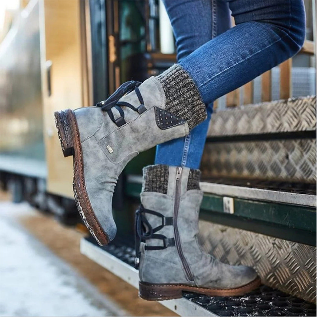 Rhinestone Martin Mid-Calf Snow Boots detail