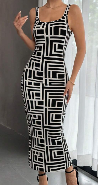 Nadia Geo Print Tank Bodycon Dress detail