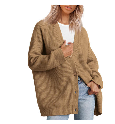 Cecily Ribbed Button-Front Cardigan Sweater styled