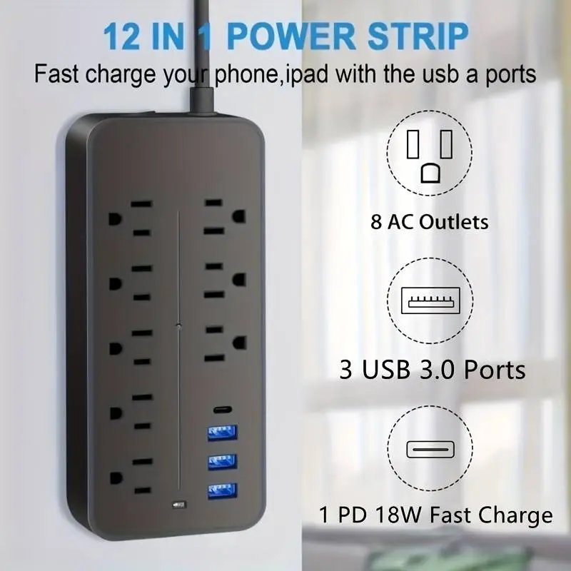 Power Strip Surge Protector 8 Outlets