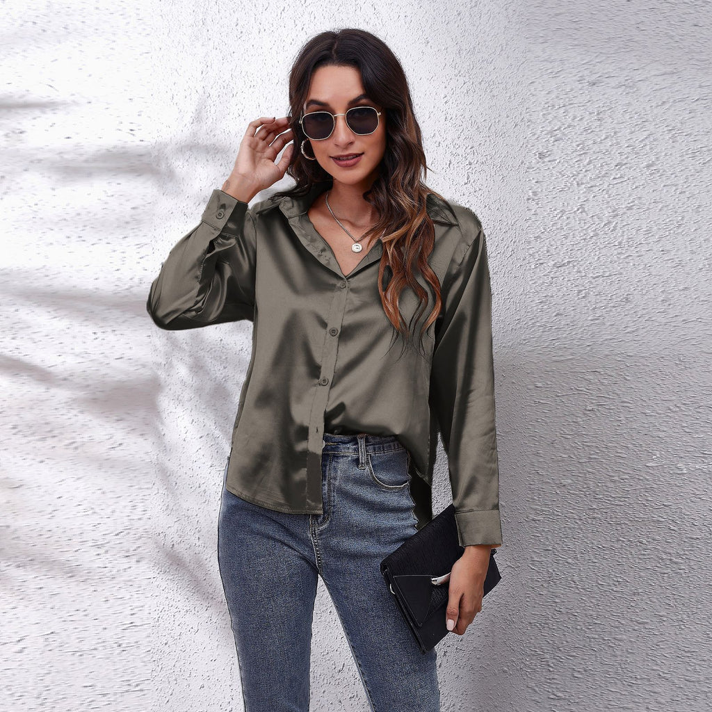 Sienna Satin Long Sleeve Blouse Mint