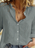 Corinne Linen Button-Up Shirt