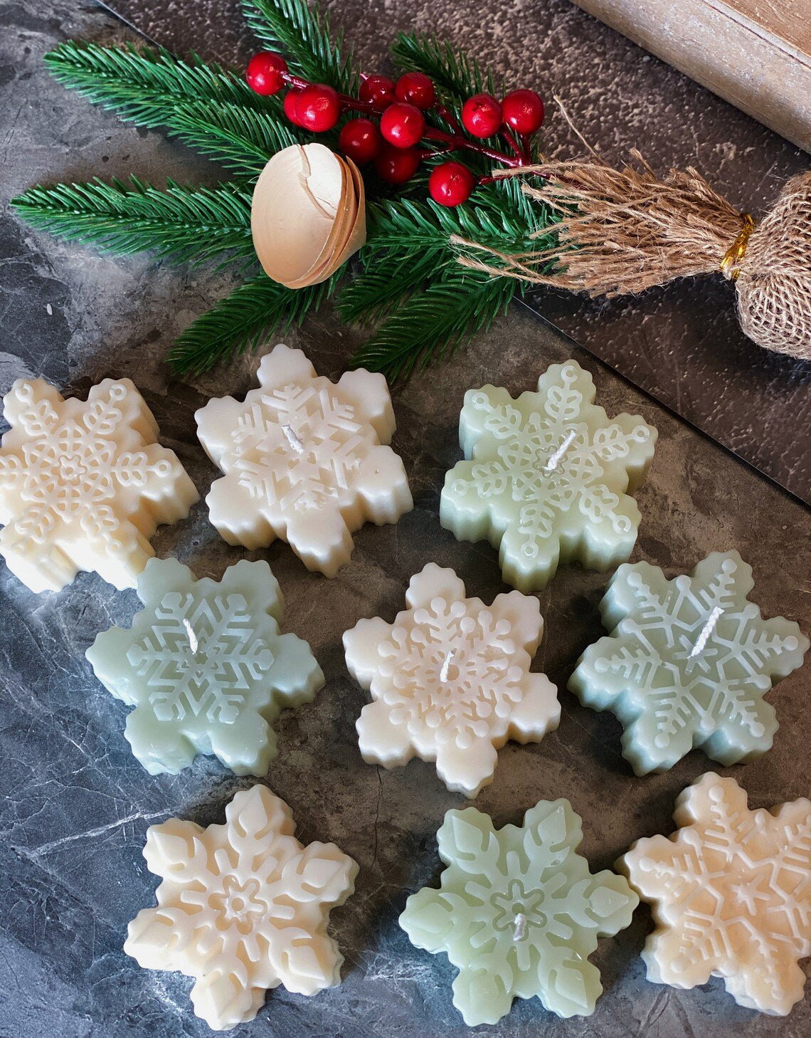 Snowflakes Handmade Soy Wax Christmas Candle