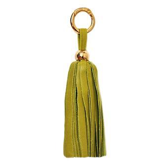 Leather Tassel Bag Charm Lime