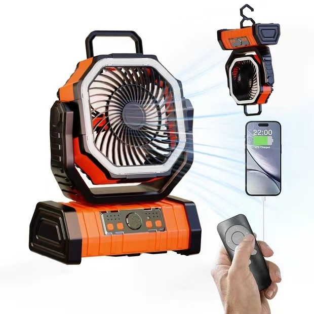 Camping Fan with Power Bank & LED Light