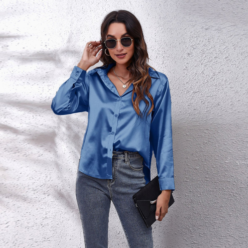 Sienna Satin Long Sleeve Blouse Black