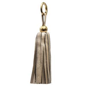 Leather Tassel Bag Charm Gold