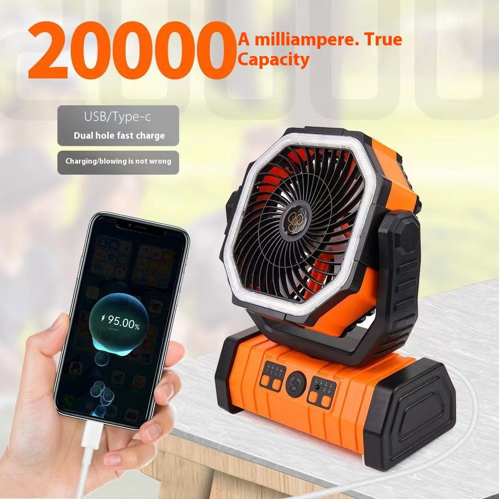 Camping Fan with Power Bank & LED Light