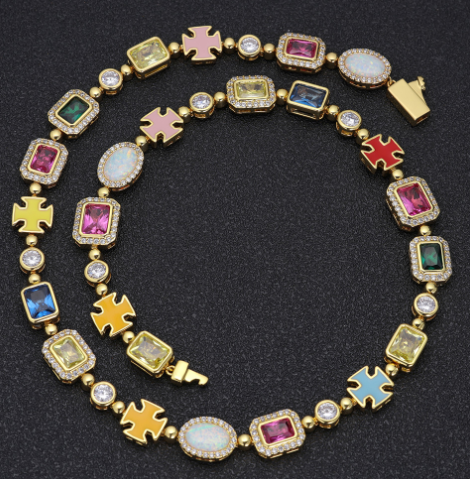 Gold-Plated Gemstone Pendant Necklace