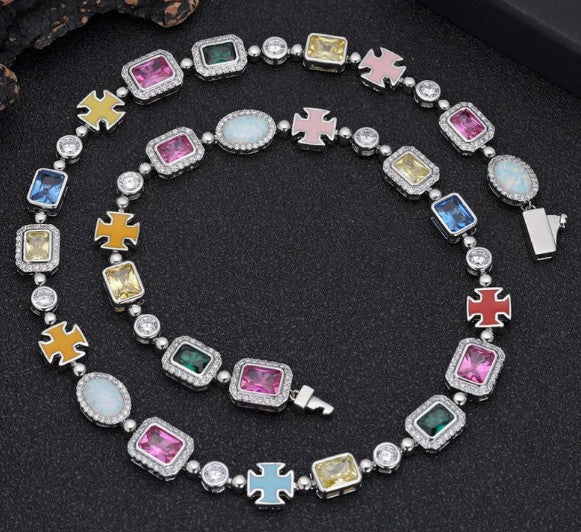 Gold-Plated Gemstone Pendant Necklace