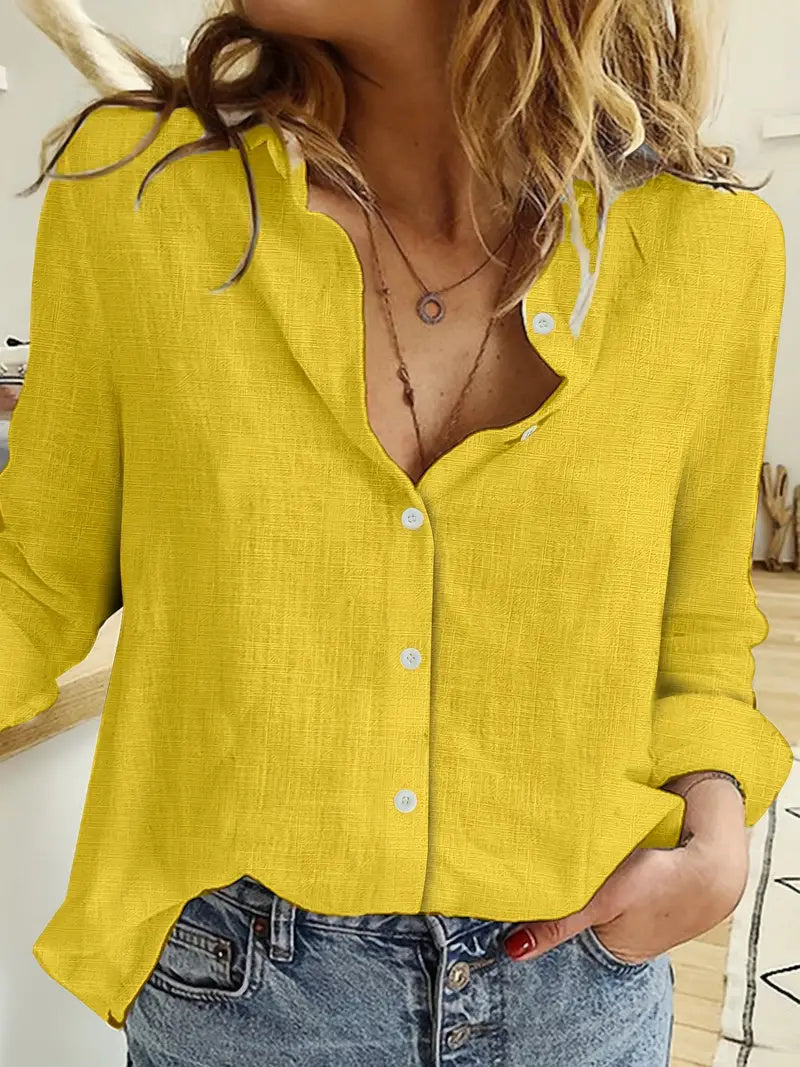 Corinne Linen Button-Up Shirt detail