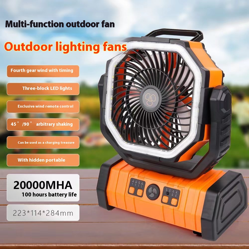 Camping Fan with Power Bank & LED Light