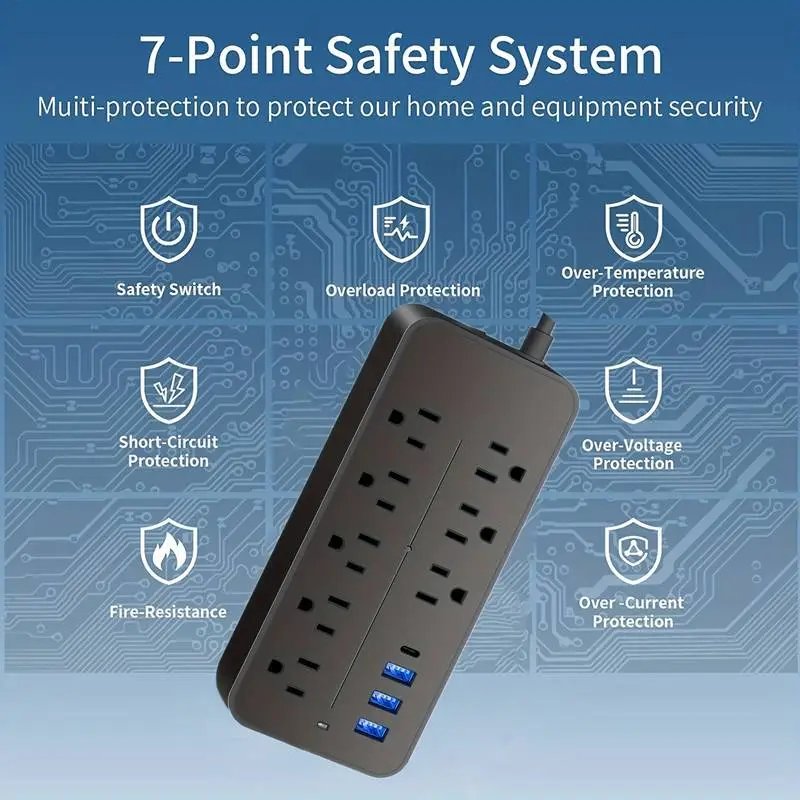 Power Strip Surge Protector 8 Outlets
