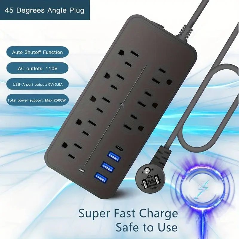 Power Strip Surge Protector 8 Outlets