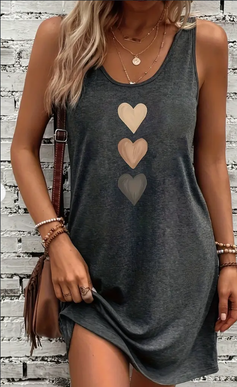 Poppy Heart Print Tank Dress