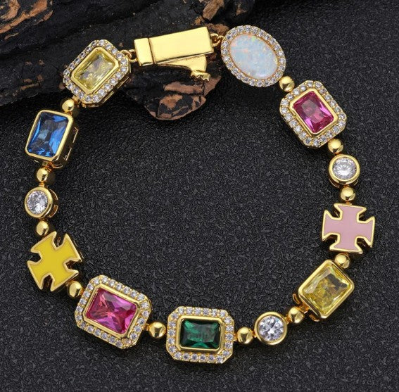 Gold-Plated Gemstone Pendant Necklace