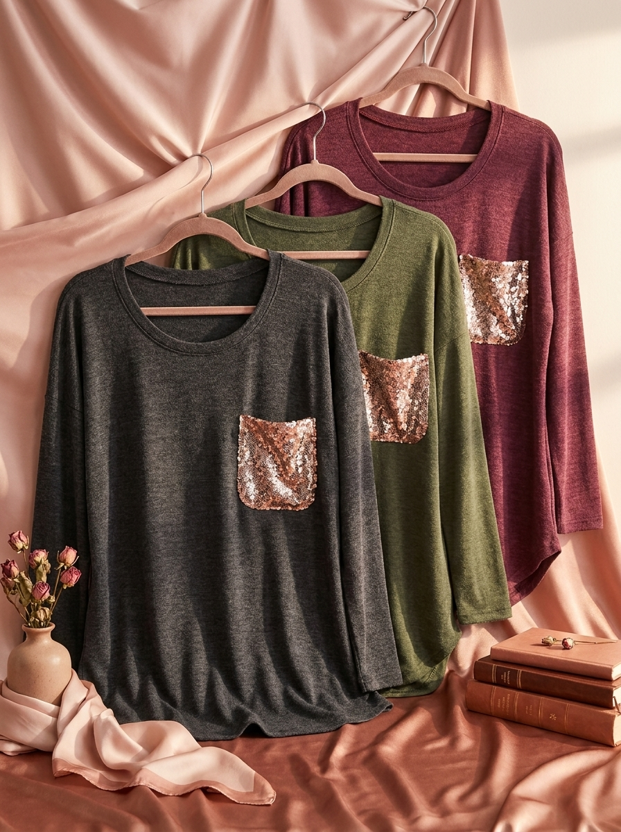 Queenie Tunic Top With Sequined Pocket — editorial