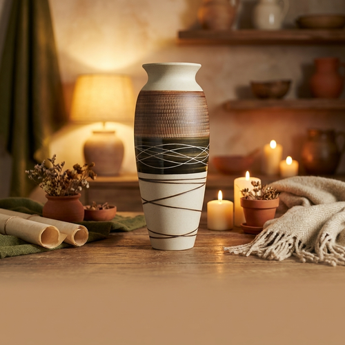 Ceramic Rustic Farmhouse Vase — cinematic cover, warm Home hub light