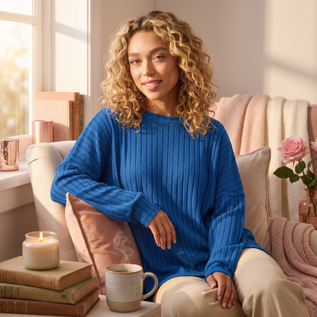 Fleur Ribbed Side-Slit Knit Top - Fleur