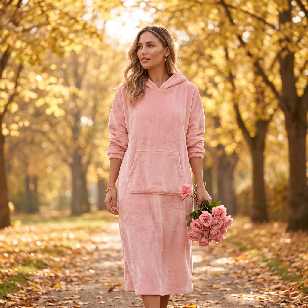 Fleur Hooded Midi Lounge Dress - Fleur