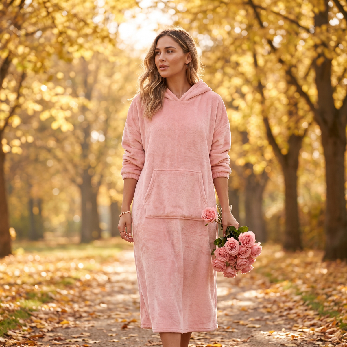 Fleur Hooded Midi Lounge Dress - Fleur