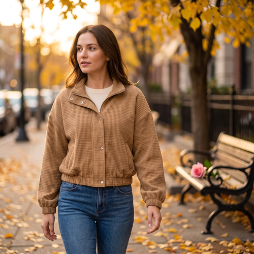 Fleur Camel Drop-Shoulder Jacket - Fleur