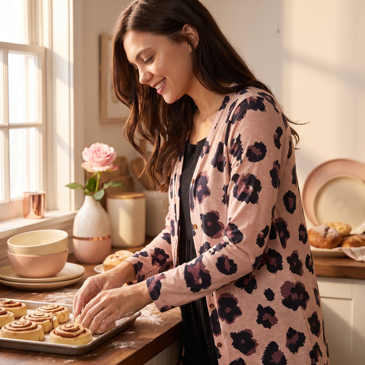 Fleur Printed Longline Cardigan - Fleur