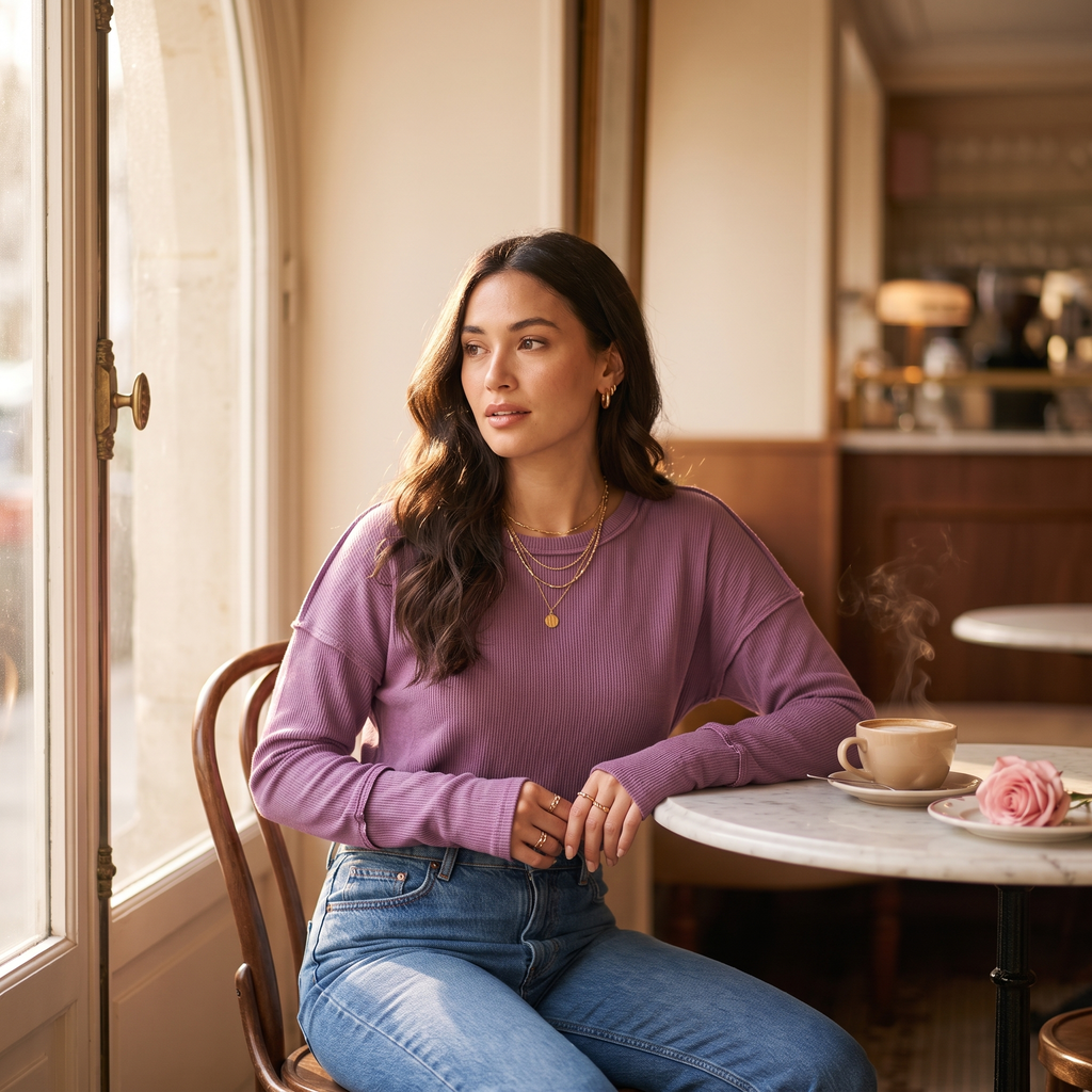 Fleur Relaxed Ribbed Long-Sleeve Top — Fleur editorial