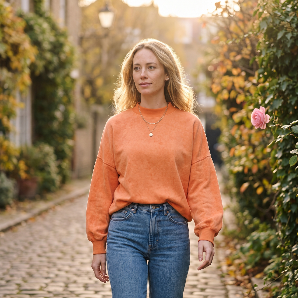 Fleur Dropped-Shoulder Crew Sweatshirt — Fleur editorial