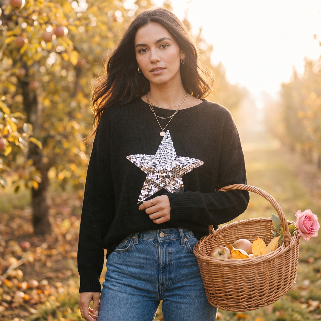 Fleur Sequin Holiday Knit Top — Fleur editorial