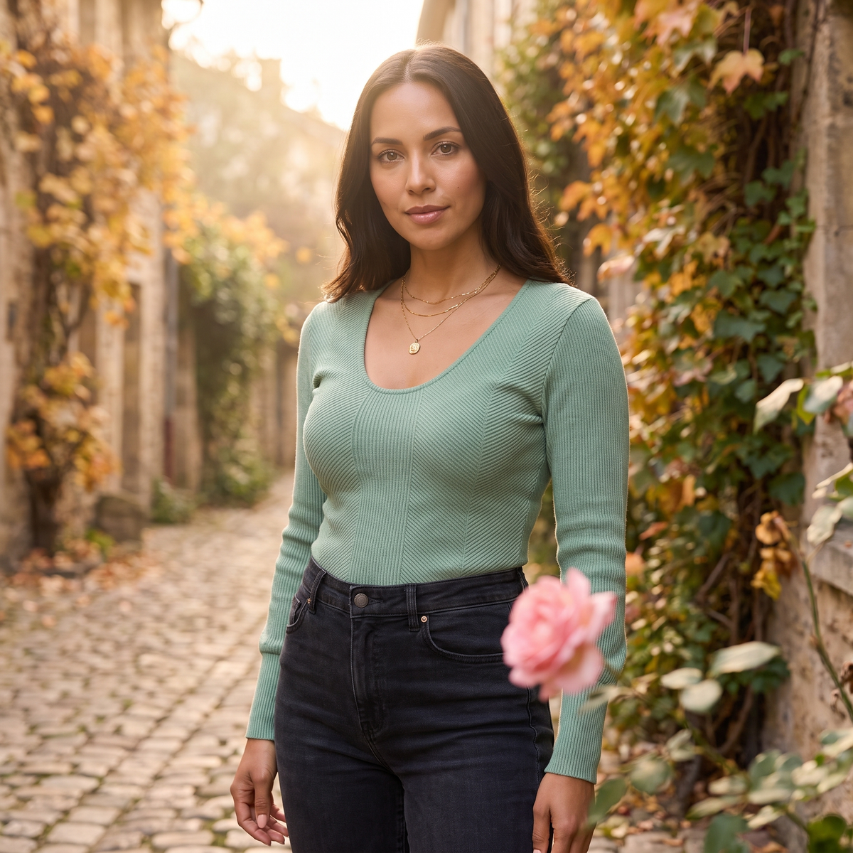 Fleur Scoop-Neck Long-Sleeve Top — Fleur editorial
