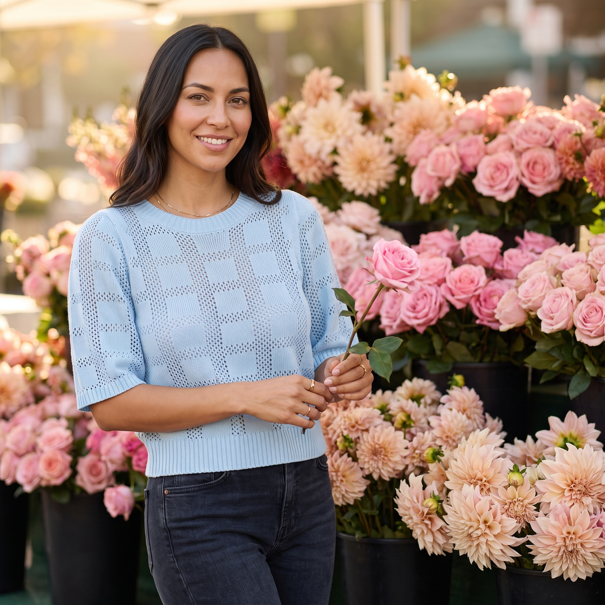 Fleur Ribbed-Trim Knit Top — Fleur editorial
