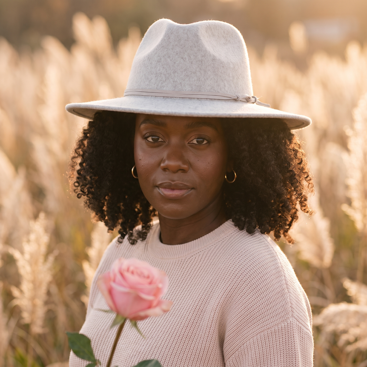 Fleur Wide-Brim Felt Fedora — Dove Grey — Fleur editorial