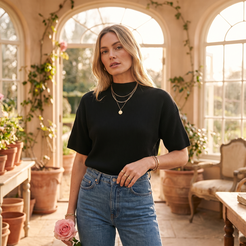 Fleur Boxy Mock-Neck Sweater Tee — Fleur editorial