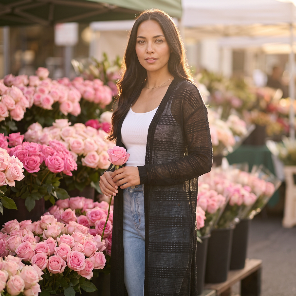 Fleur Sheer-Knit Longline Cardigan — Fleur editorial